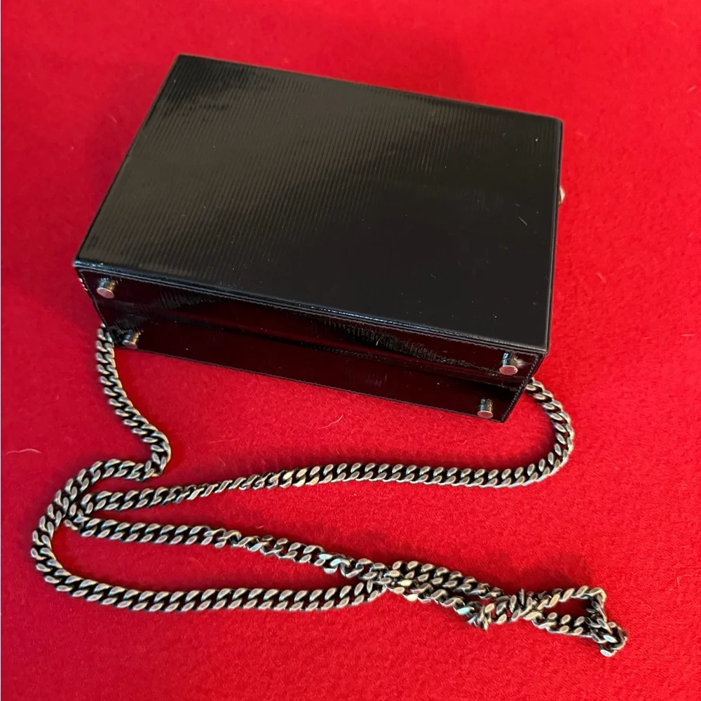Saint Laurent Patent Black Leather Box Bag‎